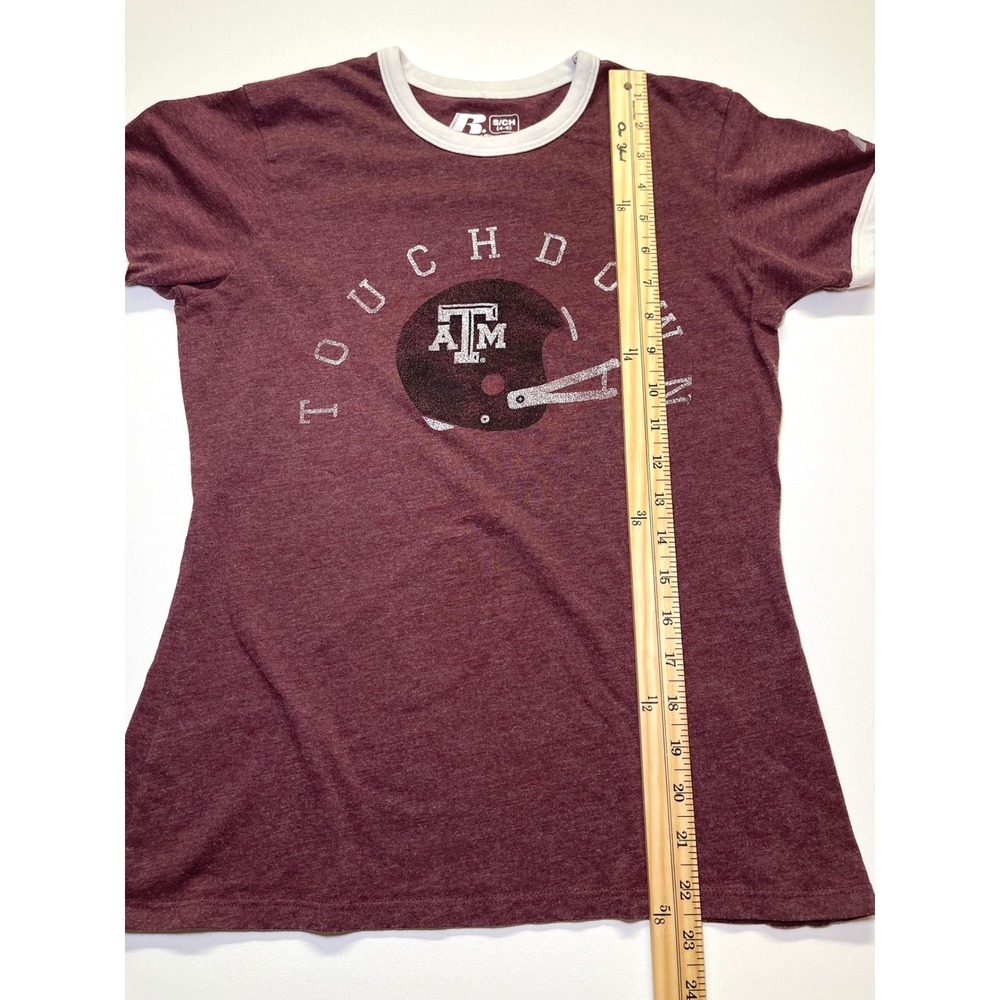 Russell Athletic Texas A&M Aggies Football Ringer T-Shirt Maroon Small 0271 - Picture 5 of 6